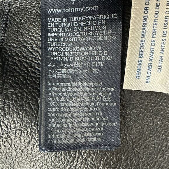 Rare Tommy Hilfiger Fur Coat Shearling Hooded Jacket Navy Burgundy Size 2 - Picture 12 of 12